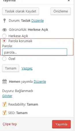 WordPress Şifre Korumalı Yazı Nasıl Hazırlanır?